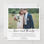 書道インクペンスクリプト5写真結婚の正方形 サンキューカード (正面)