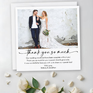 書道インクペンスクリプ結婚トのフォトスクエア サンキューカード