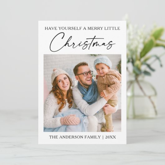 書道インクペンミニマリスト写真クリスマス シーズンカード (スタンド正面)