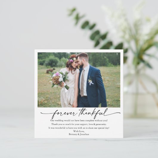 書道インクペン感謝結婚の5枚の写真 サンキューカード (スタンド正面)