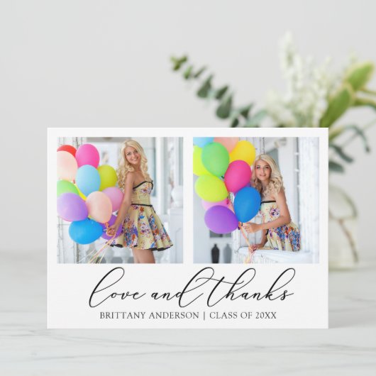 書道インクラブと感謝してい2写真卒業 サンキューカード (スタンド正面)