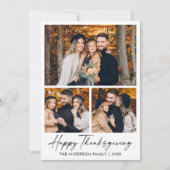 書道インク3フォトオレンジ色の格子感謝祭 シーズンカード (正面)