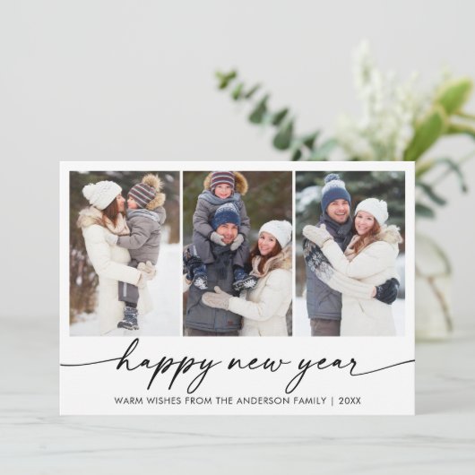 書道インク3写真新年おめでとう シーズンカード (スタンド正面)