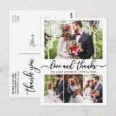書道ウェディングコラージュ4枚の写真ラブサンクス ポストカード (正面/裏面)