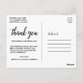 書道ウェディング3枚写真コラージュ感謝 ポストカード (裏面)