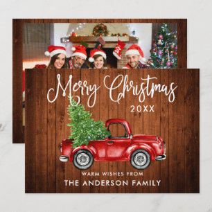 書道ウッドトラッククリスマスフォトバック シーズンカード