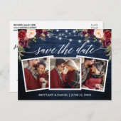 書道ウッドブルゴーニュフローラ日付を保存 ポストカード (正面/裏面)