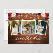 書道ウッドブルゴーニュフローラ日付を保存 ポストカード (正面/裏面)