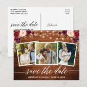 書道ウッドブルゴーニュフローラ日付を保存 ポストカード (正面/裏面)