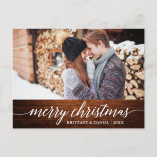 書道ウッドメリークリスマスカップルの写真 ポストカード