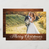 書道ウッドメリークリスマススター写真 シーズンカード (正面/裏面)