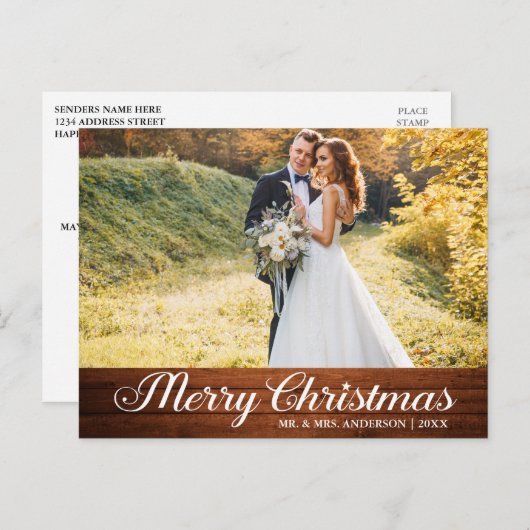 書道ウッドメリークリスマススター写真 ポストカード (正面/裏面)