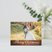 書道ウッドメリークリスマススター写真 ポストカード (スタンド正面)