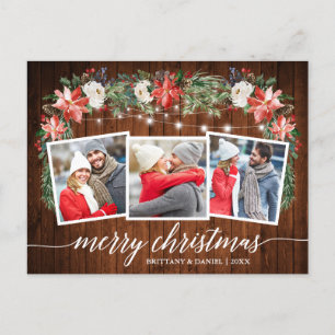 書道ウッド3写真水彩冬フローラ ポストカード