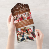 書道ウッド4写真すべて1枚のクリスマスカード オールインワン招待状 (貼ってはがせる)