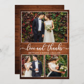 書道ウモダンッド3写真結婚のコラージュ サンキューカード (正面/裏面)