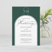 書道エメエレガントラルドグリーンモノグラム結婚ズ 招待状 (スタンド正面)