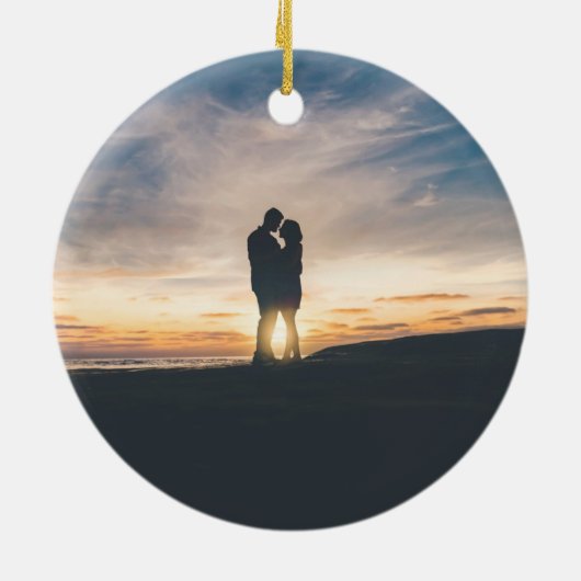 書道エレガントたった今結婚しました結婚の写真 セラミックオーナメント (裏面)