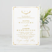 書道エレガントとシックなフレームゴールデン結婚ズ 招待状 (スタンド正面)