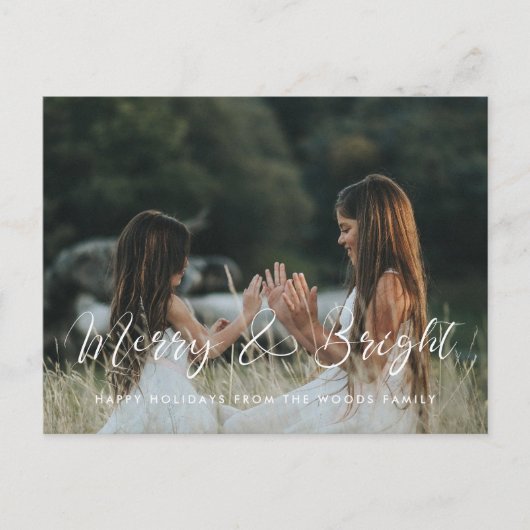 書道エレガントとメリー明るいクリスマスの写真 ポストカード (正面)