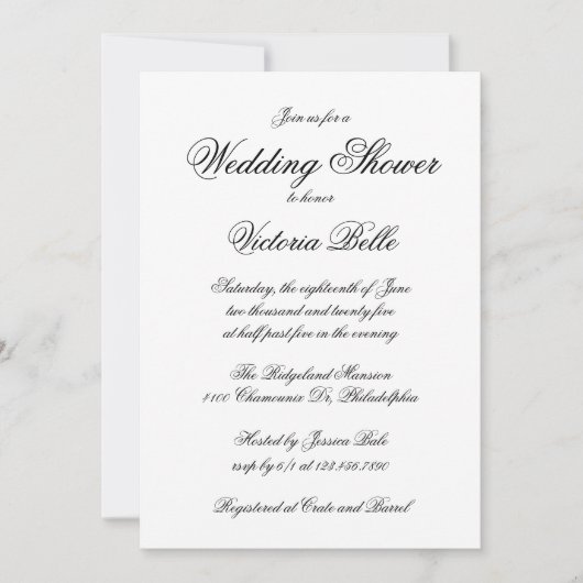 書道エレガントのフォーマルウェディングシャワー 招待状 (正面)
