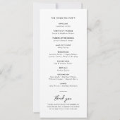書道エレガントのミニマル結婚式 プログラム (裏面)