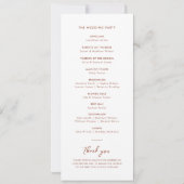 書道エレガントのミニマル結婚式 プログラム (裏面)