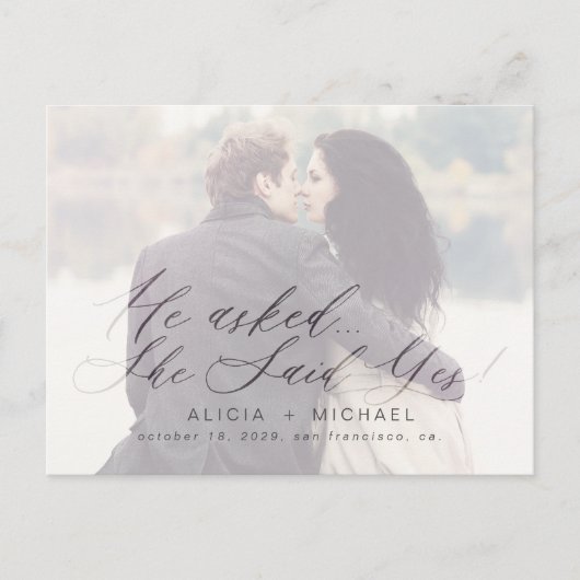 書道エレガントの写真結婚は日付を保存 案内ポストカード (正面)