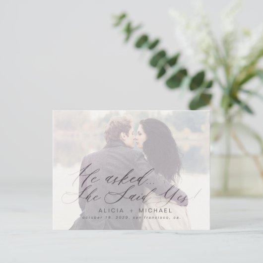 書道エレガントの写真結婚は日付を保存 案内ポストカード (スタンド正面)