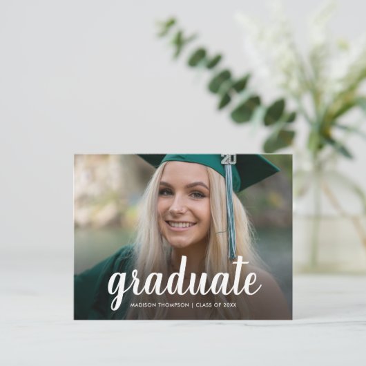 書道エレガントの台本の卒業写真 案内ポストカード (スタンド正面)