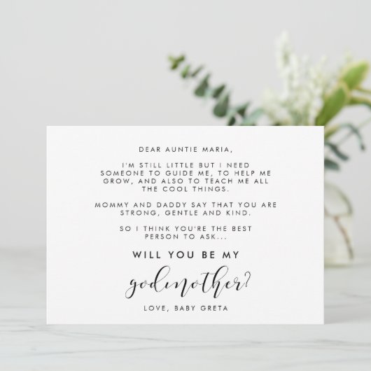 書道エレガントは私のゴッドマザーカードになる 招待状 (スタンド正面)