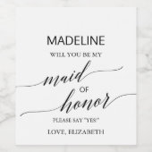 書道エレガントは私のメイド・オブ・オーナー（花嫁付き添い人） ワインラベル (シングルラベル)