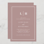 書道エレガントほこりっぽいバラ婚約パーティ 招待状 (正面/裏面)