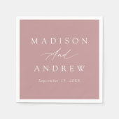 書道エレガントほこりっぽいバラ結婚ズ スタンダードカクテルナプキン (正面)