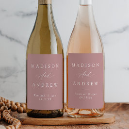 書道エレガントほこりっぽいバラ結婚ズ ワインラベル