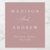 書道エレガントほこりっぽいバラ結婚ズ ワインラベル (シングルラベル)