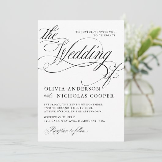 書道エレガントアメリカスタイル手書き 招待状 (スタンド正面)