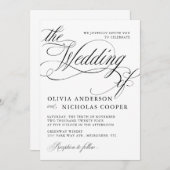 書道エレガントアメリカスタイル手書き 招待状 (正面/裏面)