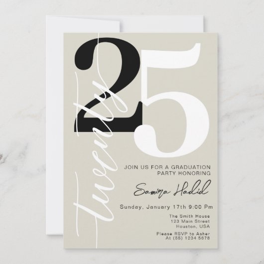 書道エレガントアーチ写真卒業パーティー 招待状 (裏面)