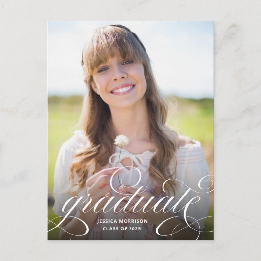 書道エレガントオーバーレイ写真卒業 ポストカード (正面)
