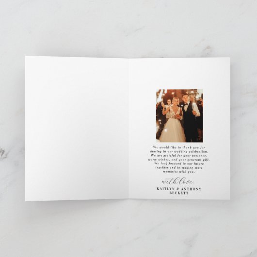 書道エレガントカスタムウェディングフォト サンキューカード (内部)