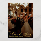 書道エレガントカスタムウェディング写真ありがとう 箔招待状 (正面)