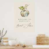 書道エレガントカボチャブライダルシャワーへようこそ ポスター (キッチン)