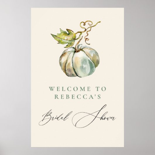 書道エレガントカボチャブライダルシャワーへようこそ ポスター (正面)