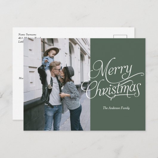 書道エレガントクリスマスの休日の写真 ポストカード (正面/裏面)