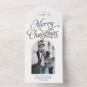 書道エレガントクリスマス休暇の家族の写真 オールインワン招待状 (内側)