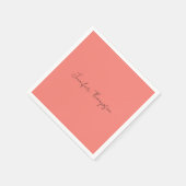 書道エレガントコーラルピンクプレーンシンプル名 スタンダードカクテルナプキン (角)