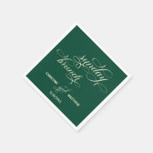 書道エレガントサンデーブランチティール(緑がかった色)結婚ズ スタンダードカクテルナプキン (角)