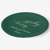 書道エレガントサンデーブランチティール（緑がかった色）結婚ズ ペーパープレート (アングル)