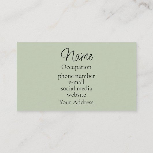 書道エレガントセージモダン緑 名刺 (裏面)